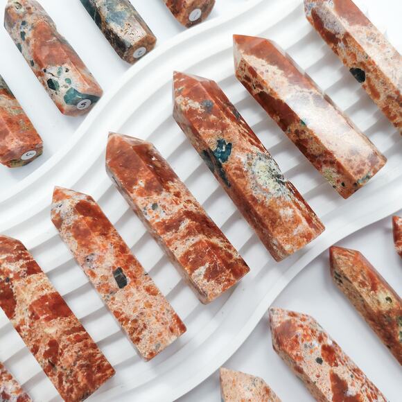 Sunstone with Blue Apatite Tower Points - Picture 1 of 9